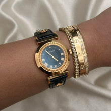 Load image into Gallery viewer, VINTAGE VERSACE BLACK LEATHER WATCH
