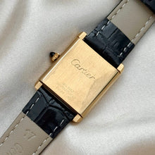 Load image into Gallery viewer, VINTAGE CARTIER BLACK LEATHER WATCH (MANUAL WIND)