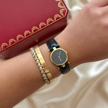 Load image into Gallery viewer, VINTAGE CARTIER BLACK LEATHER WATCH