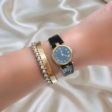 Load image into Gallery viewer, VINTAGE CARTIER BLACK LEATHER WATCH