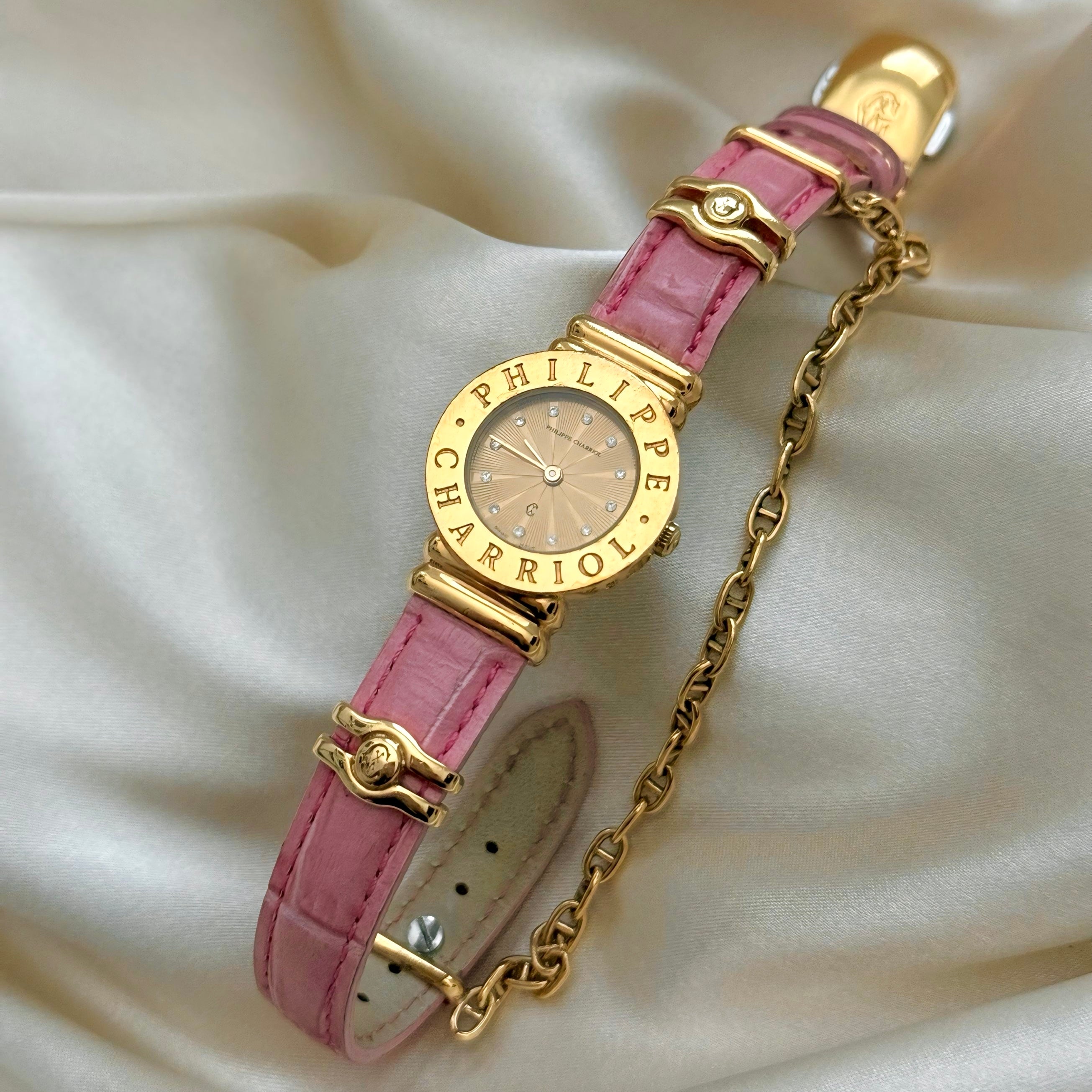 VINTAGE PHILIPPE CHARRIOL PINK LEATHER DIAMOND WATCH – Panahon Designs