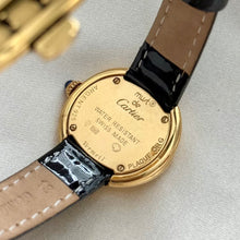 Load image into Gallery viewer, VINTAGE CARTIER BLACK LEATHER WATCH