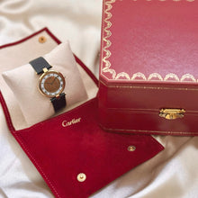Load image into Gallery viewer, VINTAGE CARTIER BLACK LEATHER WATCH