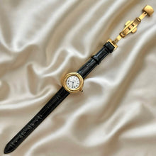 Load image into Gallery viewer, VINTAGE CARTIER BLACK LEATHER WATCH - WITH EXTRA STRAP