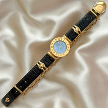 Load image into Gallery viewer, VINTAGE PHILIPPE CHARRIOL MOTHER-OF-PEARL & DIAMOND BLACK LEATHER WATCH
