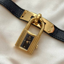 Load image into Gallery viewer, VINTAGE HERMES BLACK LEATHER WATCH