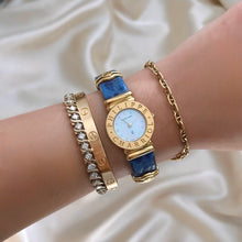 Load image into Gallery viewer, VINTAGE PHILIPPE CHARRIOL MOTHER-OF-PEARL & DIAMOND BLUE LEATHER WATCH
