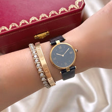 Load image into Gallery viewer, VINTAGE CARTIER BLACK LEATHER WATCH