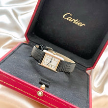 Load image into Gallery viewer, VINTAGE CARTIER BLACK LEATHER WATCH