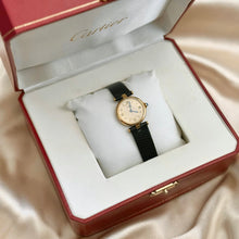 Load image into Gallery viewer, VINTAGE CARTIER BLACK LEATHER WATCH