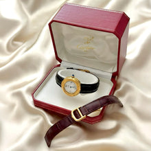 Load image into Gallery viewer, VINTAGE CARTIER BLACK LEATHER WATCH - WITH EXTRA STRAP