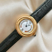 Load image into Gallery viewer, VINTAGE CARTIER BLACK LEATHER WATCH