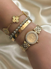 Load image into Gallery viewer, VAN CLEEF & ARPELS CLASSIQUE 18K YELLOW GOLD 2-ROW DIAMOND BEZEL WATCH