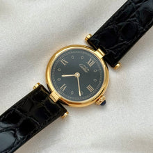 Load image into Gallery viewer, VINTAGE CARTIER BLACK LEATHER WATCH