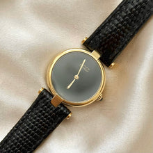 Load image into Gallery viewer, VINTAGE CARTIER BLACK LEATHER WATCH