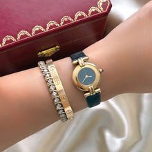 Load image into Gallery viewer, VINTAGE CARTIER BLACK LEATHER WATCH
