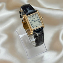 Load image into Gallery viewer, VINTAGE CARTIER BLACK LEATHER WATCH (MANUAL WIND)