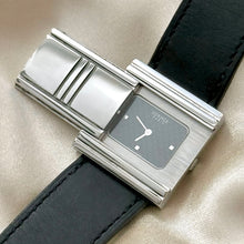 Load image into Gallery viewer, VINTAGE HERMÈS HIDDEN DIAL BLACK LEATHER WATCH