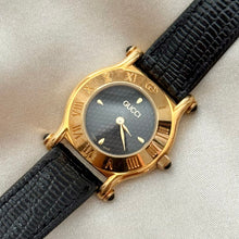 Load image into Gallery viewer, VINTAGE GUCCI BLACK LEATHER WATCH