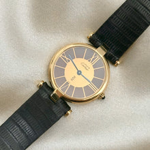 Load image into Gallery viewer, VINTAGE CARTIER BLACK LEATHER WATCH