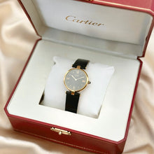 Load image into Gallery viewer, VINTAGE CARTIER BLACK LEATHER WATCH