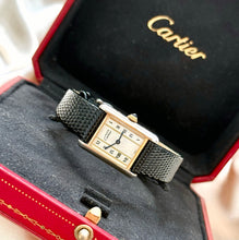 Load image into Gallery viewer, VINTAGE CARTIER BLACK LEATHER WATCH