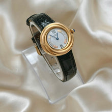 Load image into Gallery viewer, VINTAGE CARTIER BLACK LEATHER WATCH