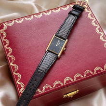Load image into Gallery viewer, VINTAGE CARTIER BLACK LEATHER WATCH