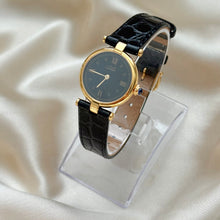 Load image into Gallery viewer, VINTAGE CARTIER BLACK LEATHER WATCH