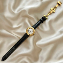 Load image into Gallery viewer, VINTAGE CARTIER BLACK LEATHER WATCH - WITH EXTRA STRAP