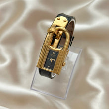 Load image into Gallery viewer, VINTAGE HERMES BLACK LEATHER WATCH