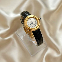 Load image into Gallery viewer, VINTAGE CARTIER BLACK LEATHER WATCH - WITH EXTRA STRAP
