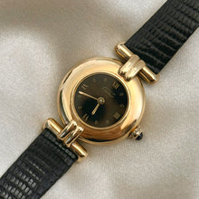 Load image into Gallery viewer, VINTAGE CARTIER BLACK LEATHER WATCH