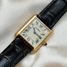 Load image into Gallery viewer, VINTAGE CARTIER BLACK LEATHER WATCH (MANUAL WIND)