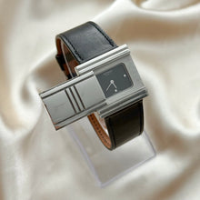 Load image into Gallery viewer, VINTAGE HERMÈS HIDDEN DIAL BLACK LEATHER WATCH