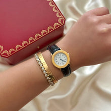 Load image into Gallery viewer, VINTAGE CARTIER BLACK LEATHER WATCH
