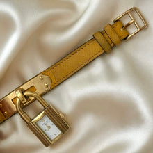 Load image into Gallery viewer, VINTAGE HERMES YELLOW LEATHER WATCH