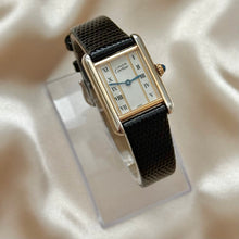 Load image into Gallery viewer, VINTAGE CARTIER BLACK LEATHER WATCH