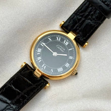 Load image into Gallery viewer, VINTAGE CARTIER BLACK LEATHER WATCH