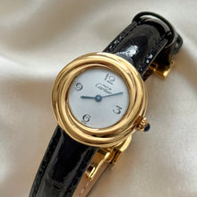 Load image into Gallery viewer, VINTAGE CARTIER BLACK LEATHER WATCH