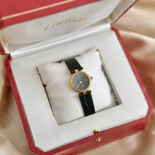 Load image into Gallery viewer, VINTAGE CARTIER BLACK LEATHER WATCH