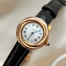 Load image into Gallery viewer, VINTAGE CARTIER BLACK LEATHER WATCH