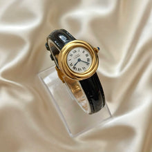 Load image into Gallery viewer, VINTAGE CARTIER BLACK LEATHER WATCH - WITH EXTRA STRAP