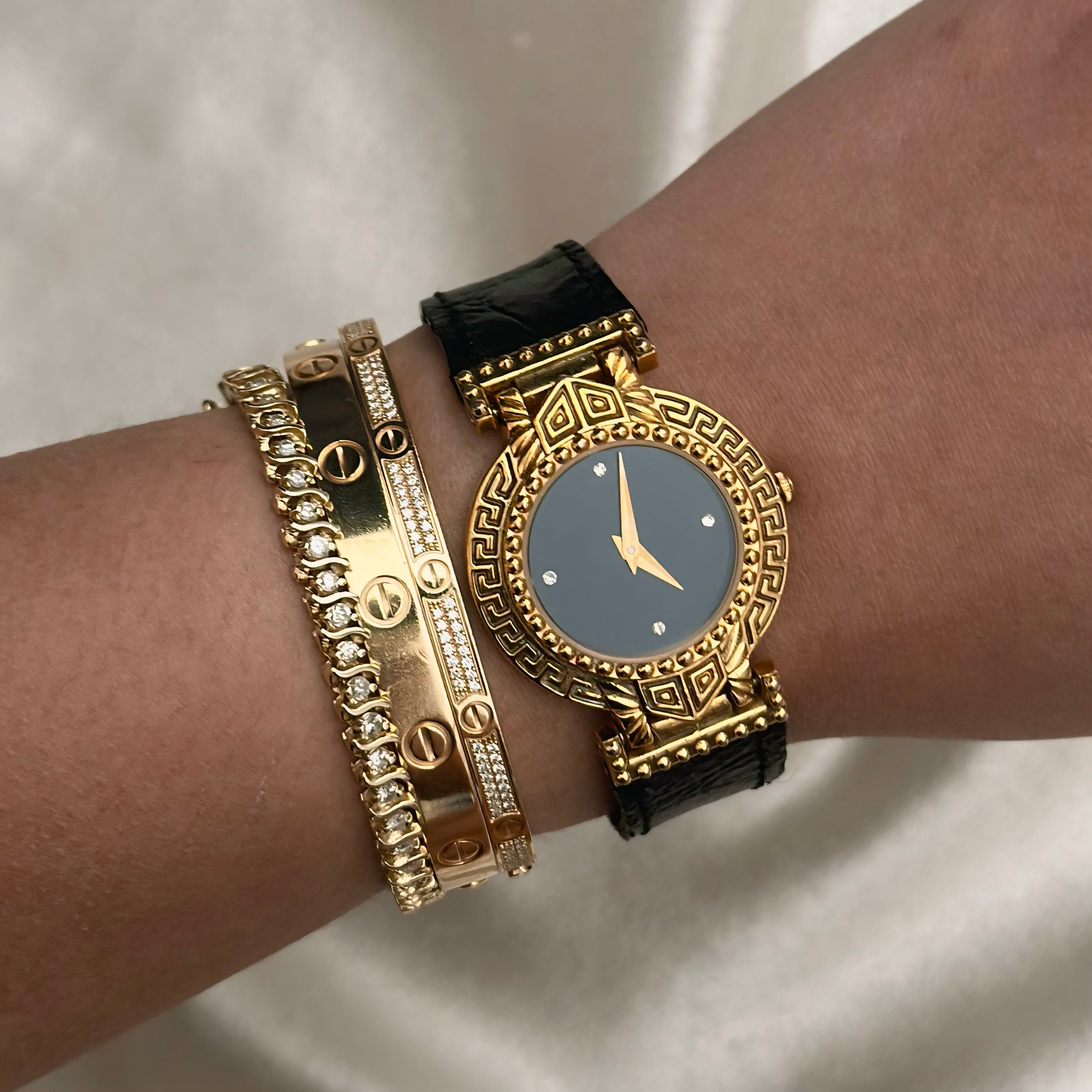 VINTAGE VERSACE BLACK LEATHER WATCH – Panahon Designs