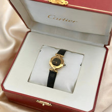 Load image into Gallery viewer, VINTAGE CARTIER BLACK LEATHER WATCH
