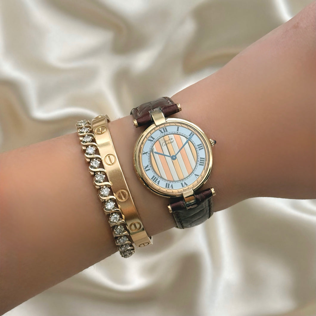VINTAGE CARTIER BROWN LEATHER WATCH