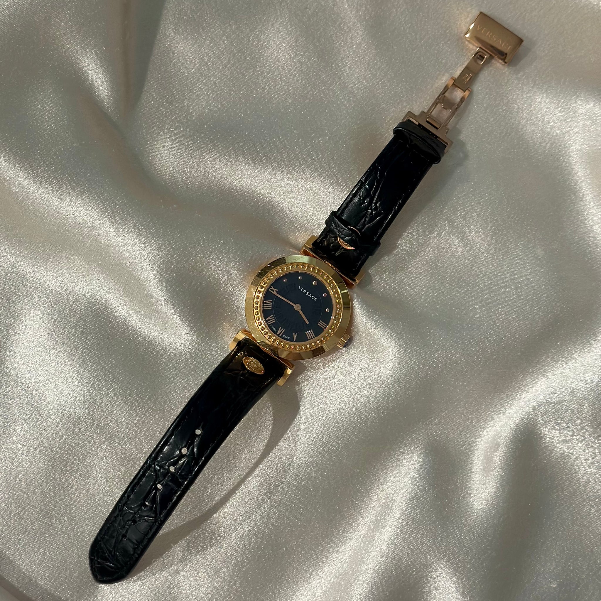 VINTAGE VERSACE BLACK LEATHER WATCH – Panahon Designs