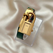 Load image into Gallery viewer, VINTAGE HERMES GREEN LEATHER WATCH
