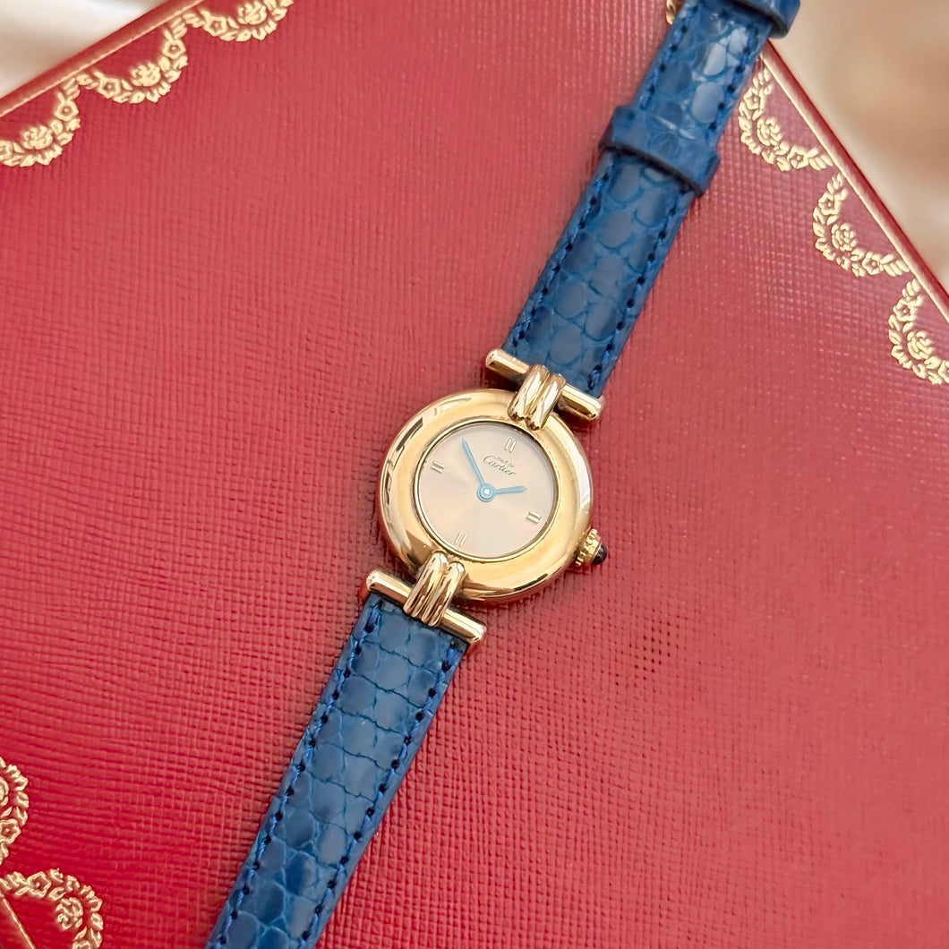 VINTAGE CARTIER BLUE LEATHER WATCH