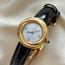 Load image into Gallery viewer, VINTAGE CARTIER BLACK LEATHER WATCH
